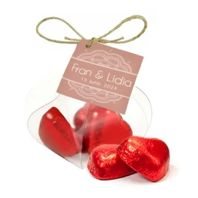Blister Flor con cuatro Corazones de Chocolate