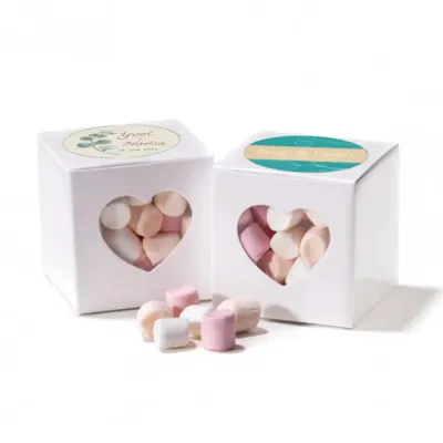 Mini nubes de colores en cajita cubo corazón para Boda