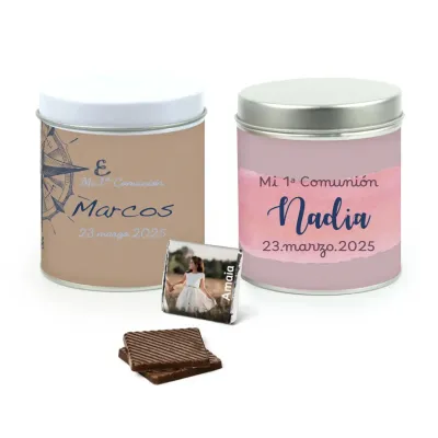 Chocolatinas personalizadas en lata para comunión