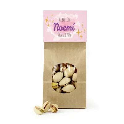 Bolsita kraft pistachos para Bautizo