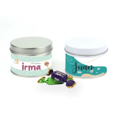 Bombones Merci en lata personalizada para Bautizo