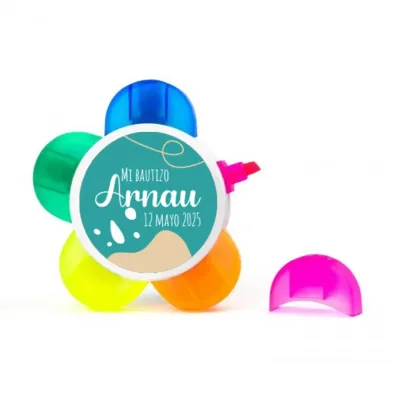 Rotuladores Flor personalizada - Detalle para bautizo