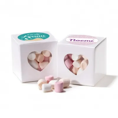 Mini nubes de colores en cajita cubo corazón para baby shower