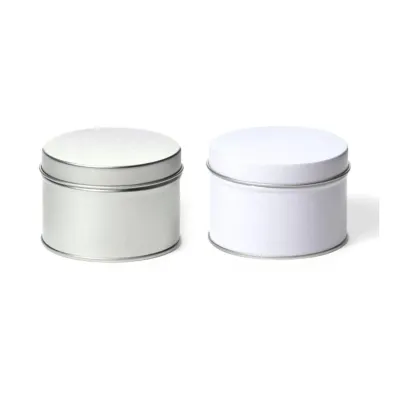 Lata Metálica Baja con Tapa (Plata o Blanco)