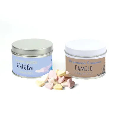 Caramelos de Fruta en Lata Personalizada para Comunión