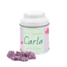 Latita Cúpula blanca con Violetas para Detalles de Comunión Latita Cúpula blanca con Violetas para Detalles de Comunión