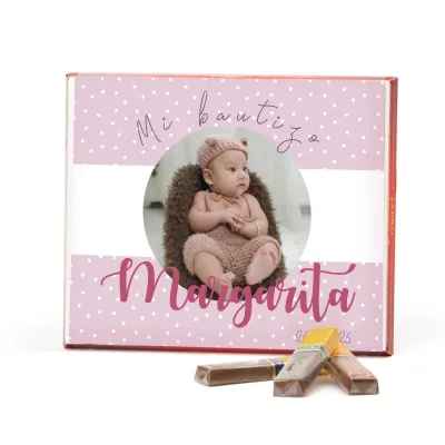 Bombones Surtidos Merci en Caja Personalizada para Bautizo 250 gr