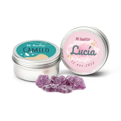 Violetas en Latita Personalizada para Baby Shower