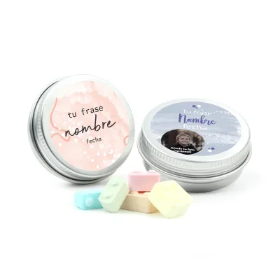Bloques de Caramelo Candy Box en Latita Personalizada para Detalles de Comunión
