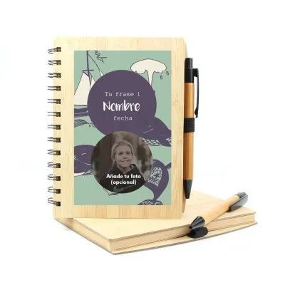 Libreta de Bambú Personalizable para Detalles de Comunión