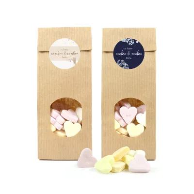 Caramelos Corazón en Bolsita Kraft para Boda