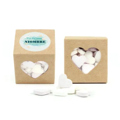 Caramelos en Cajita Cubo Personalizada para Baby Shower frutas kraft