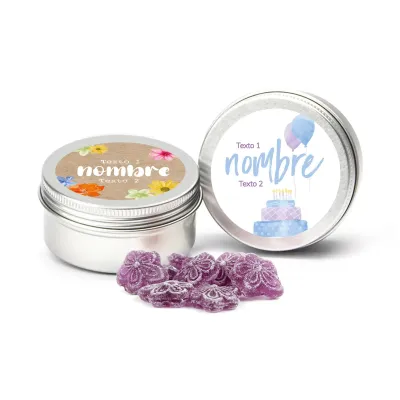 Violetas en Latita Personalizada para Cumpleaños