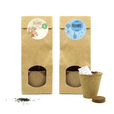 Set de Cultivo en Bolsita Kraft Personalizada para Fiestas
