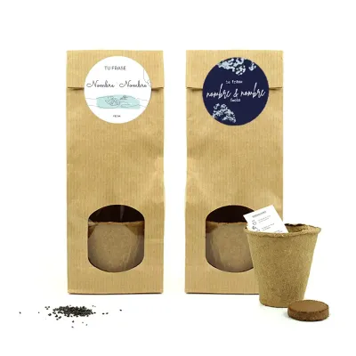Set de Cultivo en Bolsita Kraft Personalizada para Boda