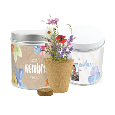 Cultivo de Mix de Flores en Lata Personalizada para Detalles de Cumpleaños