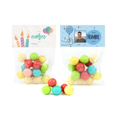 Bolas de Chicle en Bolsita Personalizada para Cumpleaños