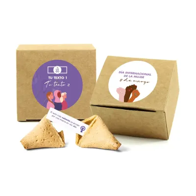 Galleta de la Suerte en Cajita Kraft para el Día de la Mujer 8M