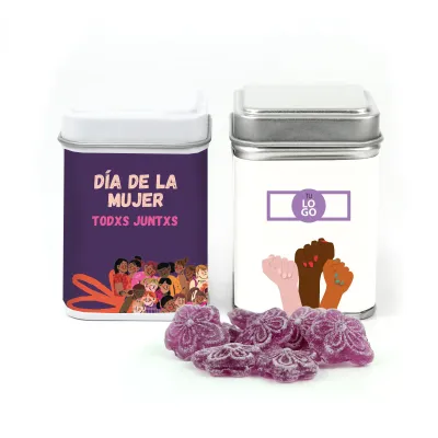Latita Cuadrada con Violetas para el Día de la Mujer 8M
