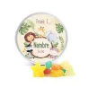 Mix Gominolas en Latita Redonda de Aluminio Personalizada para Bautizo frontal