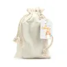 Comba de Algodón y Madera en Bolsita Personalizada para Bautizo frontal