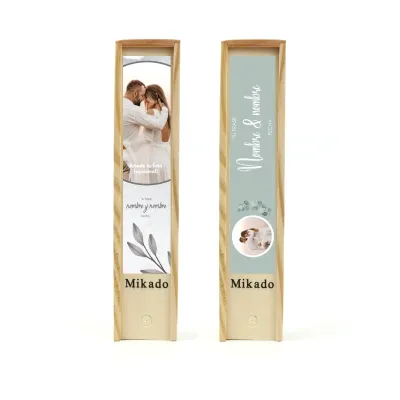 Juego Mikado en Caja de Madera Personalizada para Boda