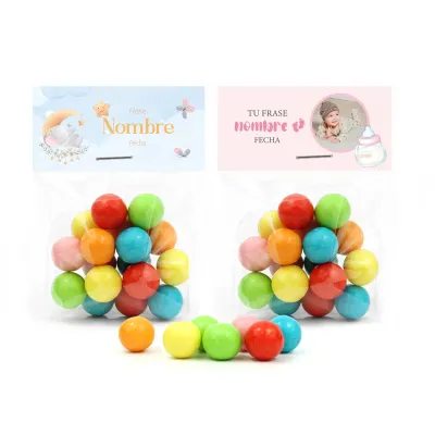 Bolas de Chicle en Bolsita Personalizada para Bautizo