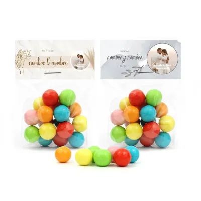 Bolas de Chicle en Bolsita Personalizada para Boda