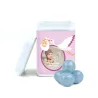 Chocoperlas en Latita Cuadrada para Detalle de Bautizo blanca azul Chocoperlas en Latita Cuadrada para Detalle de Bautizo blanca azul