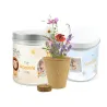 Cultivo de Mix de Flores en Lata Personalizada para Detalles de Bautizo
