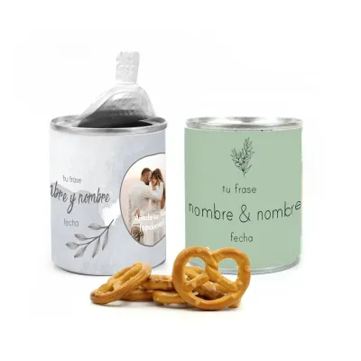Pretzels en Latita Personalizada para Detalles de Boda