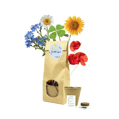Set de Cultivo en Bolsita Kraft Personalizada para Bautizo