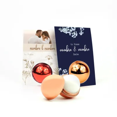 Bálsamo Labial Esfera con Tarjeta Personalizado para Boda
