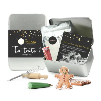 Kit Galletas Hazlo Tú Mismo en Caja Metálica Personalizada para Detalle de Navidad