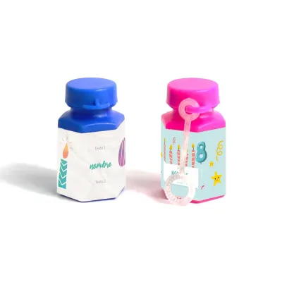 24 Mini Burbujeros en Botecito Personalizado para Detalles de Cumpleaños
