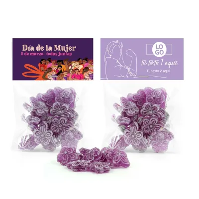 Caramelos Violetas en Bolsita Personalizada para el Día de la Mujer 8M