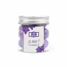Perlas de Chocolate Moradas en Bote Personalizado para el Día de la Mujer 8M frontal etiqueta